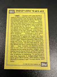 1990 Topps #665 Sandy Koufax — back