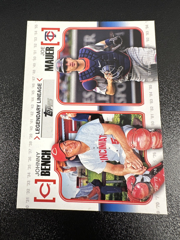 2010 Topps Legendary Lineage #LL-31 Johnny Bench / Joe Mauer — front